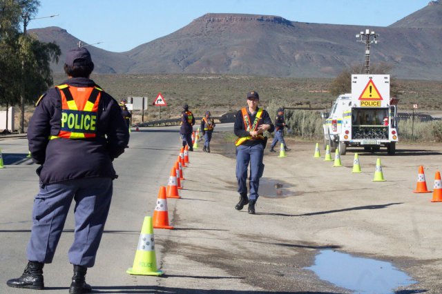 Female Law Enforcement on the R27 road in Calvinia