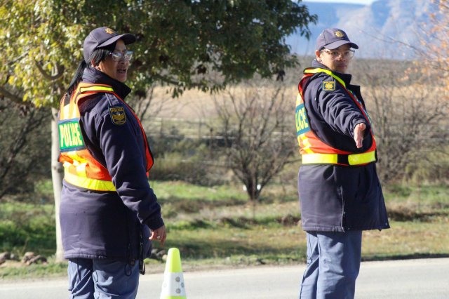 Female Law Enforcement on the R27 road in Calvinia