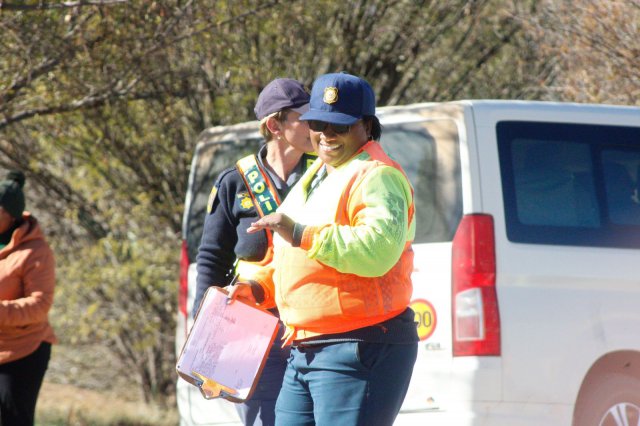 Female Law Enforcement on the R27 road in Calvinia